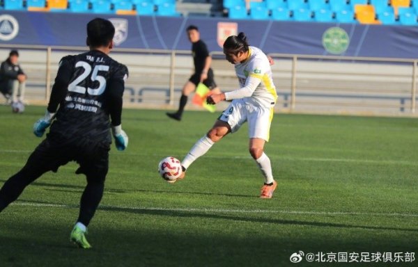 今天下午进行了一场教学赛，北京国安2-1击败天津津门虎